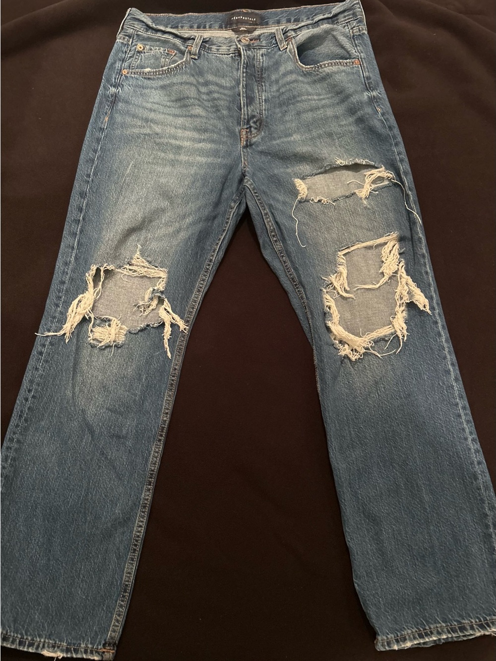 Aeropostale Women’s Blue Distressed Straight Jeans